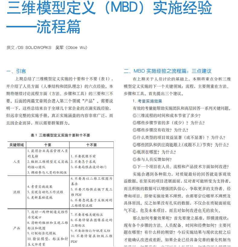 三维模型定义（MBD）实施经验 ——流程篇 